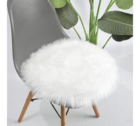 Tianyi-Peau De Mouton Synthétique,Cozy Sensation Comme Véritable Laine Tapis En Fourrure Synthétique, Man-Made Luxe Laine Tapis De Canapé Coussin (Rond Blanc, 30 X 30 Cm)