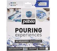 Tianyi-Pébéo - Kit Découverte Pouring Expériences - Peinture Acrylique Pré-Mélangée Prête À L'emploi - 4 Flacons 59ml + Huile De Silicone 50ml + 1 Carton Toilé