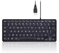 TIANYI-Perixx PERIBOARD-332 Mini Clavier Filaire USB Rétroéclairé, Design Slim, Touches Imprimées en Gras, LED Blanc, AZERTY Français