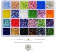 Tianyi-Perles De Rocaille En Verre Bugle 24 Couleurs Environ 21600 Pièces Dans Une Boîte, Taille 11/0 Perles De Rocaille En Verre Pour La Fabrication De Bijoux, Hexagone 2 X 2,2 Mm