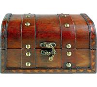 Tianyi-Petit Coffre Au Trésor, En Bois, 17 X 10 X 10 Cm, Look Vintage, Design Antique, Pour Chasse Au Trésor, Pirates, En Bois, Rouge, Marron, Noir, Pour Anniversaire D'enfant