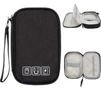 TIANYI-Petit Sac Électroniques Portable Multifonctionnel Sac Câble de Rangement Accessoires Cables Organisateur Pochette de pour Câbles Clé USB Disque Dûr Cartes Mémoires Chargeur Imperméable, Noir