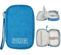 TIANYI-Petit Sac Électroniques Portable Multifonctionnel Sac Câble de Rangement Accessoires Cables Organisateur Pochette de pour Câbles Clé USB Disque Dûr Cartes Mémoires Chargeur, Bleu Clair