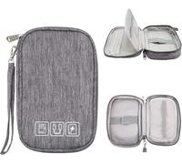 TIANYI-Petit Sac Électroniques Portable Multifonctionnel Sac Câble de Rangement Accessoires Cables Organisateur Pochette de pour Câbles Clé USB Disque Dûr Cartes Mémoires Chargeur Imperméable, Gris