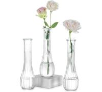 Tianyi-Petit Vase En Verre Pour Fleur: 3 Pièces 21,7cm Grand Soliflore Transparent Vases Decoratif Pour Centre De Table Mariage Fête Interieur Maison Deco
