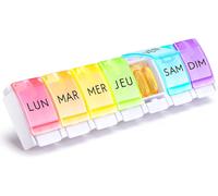 Tianyi-Pilulier Semainier Français 7 Jours - Semainier Medicament De Grande Capacité Avec Bouton Pop-Up Design, Boîte À Pilules Facile À Ouvrir - Colorée