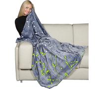 Tianyi-Plaid Glow Constellations, Polyester, Bleu/Gris, 130x150 Cm