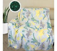 Tianyi-Plaid Pour Enfant,Motif Dinosaure Brille Dans Lenoir,En Flanelle Douce Et Moelleuse,Grands Cadeaux Pour Les Amoureux Des Dinosaures (Dinosaures A, 150 X 200 Cm)