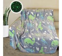 Tianyi-Plaid Pour Enfant,Motif Dinosaure Brille Dans Lenoir,En Flanelle Douce Et Moelleuse,Grands Cadeaux Pour Les Amoureux Des Dinosaures (Dinosaures B, 150 X 200 Cm)