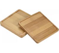 TIANYI-Plante Pot Soucoupe 3 Coffret 13cm Bambou Carré Fleurs égouttement Plateau pour Internes