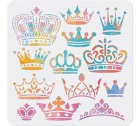 Tianyi-Pochoir En Forme De Couronne King Queens Pour Peinture - 30 X 29 Cm - Matériau Pet Réutilisable - Léger - Pour Bricolage, Cadeau, Travaux Manuels, Scrapbooking, Album Et Cartes En Papier