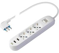 TIANYI-POLY POOL - Multiprise Intelligente PP2526 - 3 Prises Schuko Multistandard Bivalentes - 2 Prises USB 2,4A Charge Rapide - Prise Gain de Place - Multiprise Noire avec Interrupteur Câble 1,5 m