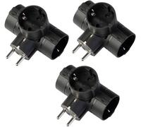 TIANYI-POLY POOL - PP2350.13 Adaptateur Schuko avec 3 prises Schuko standard allemandes et fiche 16 A, adaptateur multiprise, couleur : noir