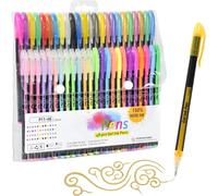 Tianyi-Pop Stylos À Encre Gel 48 Multicolore Métallique Fluo Pastel Paillettes Lisse Anti Skip Pour Livre De Coloriage 12 Métaux + 12 Paillettes + 12 Néons + 12 Pastel