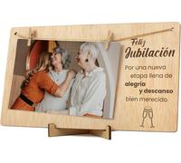 Tianyi-Portafotos Con Pinzas De Madera. Regalo Original Tarjeta Desear Feliz Jubilación A Hombre Mujer Que Se Jubila Marco Colgar Fotos Con Pinzas 10x15 Madera Jubilado Jubilada (Jubilacion)
