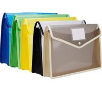 Tianyi-Porte Documents A4, 5 Pièces Pochette Porte-Document En Plastique Transparente Chemise À Bouton Pression Range Papier Document Pour Bureaux, L'école, Voyage