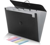 Tianyi-Porte-Documents A4, 7 Compartiments, Avec Élastique, Organisateur De Documents, Classeur, Trieur Pour Bureau, Maison, École, Documents (Noir)