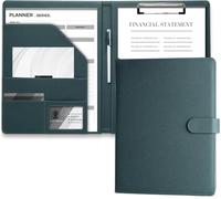 Tianyi-Porte Documents A4, Document Porte Folio Pochette Porte Document Pu Cuir Porte Bloc A4 Range Documents Trieur Organiseur Portfolio Planchettes Porte-Formulaires (Gris Vert)