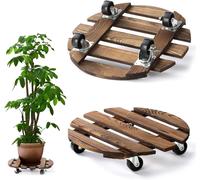 TIANYI-Porte Plante a roulettes, Lot de 2 Supports de Pots de Fleurs à roulettes Ø 300 mm, Support Plante Roulette, Capacité de 100KG, Plateau a Roulette pour Extérieur à Intérieur