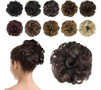 Tianyi-Postiche Chignon Cheveux Naturel Chignon Effet Decoiffe Méchés Bouclé Chouchous Extensions De Cheveux Scrunchies Ondulés Donut Mariage Pour Femme 40g