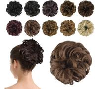 Tianyi-Postiche Chignon Cheveux Naturel Chignon Effet Decoiffe Méchés Bouclé Chouchous Extensions De Cheveux Scrunchies Ondulés Donut Mariage Pour Femme 40g
