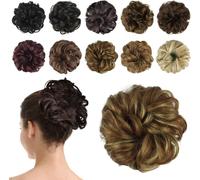 Tianyi-Postiche Chignon Cheveux Naturel Chignon Effet Decoiffe Méchés Bouclé Chouchous Extensions De Cheveux Scrunchies Ondulés Donut Mariage Pour Femme 40g