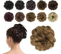 Tianyi-Postiche Chignon Cheveux Naturel Chignon Effet Decoiffe Méchés Bouclé Chouchous Extensions De Cheveux Scrunchies Ondulés Donut Mariage Pour Femme 40g