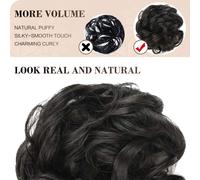 Tianyi-Postiche Chignon Cheveux Naturel Chignon Effet Decoiffe Méchés Bouclé Chouchous Extensions De Cheveux Scrunchies Ondulés Donut Mariage Pour Femme 40g