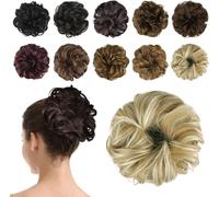 Tianyi-Postiche Chignon Cheveux Naturel Chignon Effet Decoiffe Méchés Bouclé Chouchous Extensions De Cheveux Scrunchies Ondulés Donut Mariage Pour Femme 40g