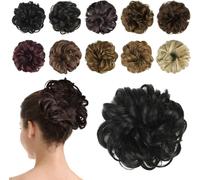 Tianyi-Postiche Chignon Cheveux Naturel Chignon Effet Decoiffe Méchés Bouclé Chouchous Extensions De Cheveux Scrunchies Ondulés Donut Mariage Pour Femme 40g