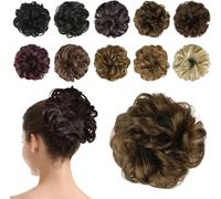Tianyi-Postiche Chignon Cheveux Naturel Chignon Effet Decoiffe Méchés Bouclé Chouchous Extensions De Cheveux Scrunchies Ondulés Donut Mariage Pour Femme 40g