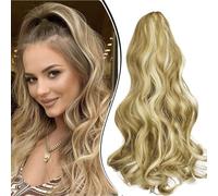 Tianyi-Postiche Queue De Cheval Extension Cheveux Naturel Queue De Cheval Pince Ondulé Postiche Cheveux Naturel Bouclés 45cm Rajout Cheveux Ponytail Cheveux Synthétique, Sandy Blonde & Décoloré