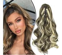 Tianyi-Postiche Queue De Cheval Extension Cheveux Naturel Queue De Cheval Pince Ondulé Postiche Cheveux Naturel Bouclés 45cm Rajout Cheveux Ponytail Cheveux Synthétique, Blonde Cendrée & Décoloré