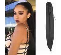 Tianyi-Postiche Queue De Cheval Extension Ponytail Cheveux Naturel Lisse 50cm Clip Pince Raides Longue Synthétique, Noir