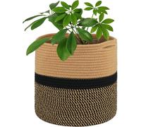 TIANYI-Pot de Fleurs 30 cm pour Plantes d'Intérieur avec Doublure, Panier de Rangement en Coton Tissé Grand Pots pour Plantes d'Intérieur et Décoration de la Maison (Noir Marron)