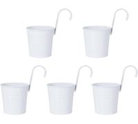 TIANYI-Pots de Fleurs Suspendus avec Trou de Drainage, Métal Exterieur Porte Plante Vase avec Crochet Détachable, Décoration Porte-Fleurs pour Jardinières, Balcon, Clôture, Patio (5 Pièces)