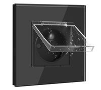 TIANYI-Prise Electrique 16A, Prise avec Couvercle Étanche 1 Gang, Prise Murale avec Capot de Protection 86mm Noir, Prise Femelle