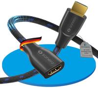 TIANYI-® rallonge Premium High Speed \u200b\u200bHDMI 4K, prise HDMI A vers prise HDMI A, contacts plaqués or, double blindage, gaine textile, 0,50m