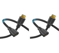 TIANYI-® rallonge Premium High Speed \u200b\u200bHDMI 4K, prise HDMI A vers prise HDMI A, contacts plaqués or, double blindage, 1,00m (Lot de 2)