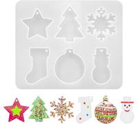Tianyi-Raysin Moule De Noël En Silicone Pour Noël - Pendentif De Sapin De Noël - Flocon De Neige - Étoiles - Résine Époxy - Pour Décorations De Noël