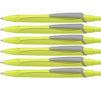 Tianyi-Reco Neon Edition 131925 Lot De 6 Stylos À Bille En Plastique Recyclé, Récompensé Par L'ange Bleu, Couleur De L'encre : Bleue, Jaune Fluo