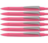 Tianyi-Reco Neon Edition 131929 Lot De 6 Stylos À Bille En Plastique Recyclé, Récompensé Par L'ange Bleu, Couleur De L'encre : Bleu Fluo, Rose Fluo