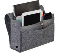 Tianyi-Relaxdays Poche De Lit, À Suspendre, Feutre, 6 Compartiments, Rangement, Organisateur Hlp 27x31,5x11,5 Cm, Gris Foncé