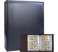 Tianyi-Reliure A4 3 Anneaux Avec 30 Pages De 180 Pochettes, Carnet De Collection En Cuir Pu, Pour Collectionner Les Euros, L'argent En Papier, Les Devises Étrangères Et Les Coupons Black