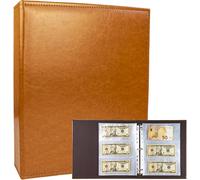 Tianyi-Reliure A4 3 Anneaux Avec 30 Pages De 180 Pochettes, Carnet De Collection En Cuir Pu, Pour Collectionner Les Euros, L'argent En Papier, Les Devises Étrangères Et Les Coupons Brown