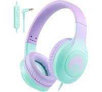 TIANYI-Rockpapa C24 Casque filaire avec micro, pliable et léger avec prise jack 3,5 mm sans n?uds, basses stéréo pour ordinateur portable, téléphone, tablette (violet sarcelle)