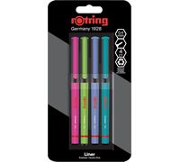 Tianyi-Rotring Stylos-Feutres À Pointe Fine 0,4 Mm Stylos De Couleurs Pour L¿Écriture Et Le Dessin Emballage Sans Plastique Couleurs Amusantes Et Assorties Lot De 4