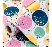 Tianyi-Rouleau De Papier Cadeau D'anniversaire \U2013 Joli Ballon Doré Brillant Papier Cadeau Pour Douche, Fête, Célébration \U2013 43 Cm X 10 M
