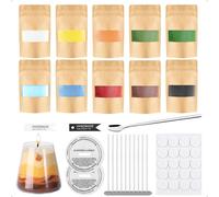 Tianyi-Sable De Bougie 10 Couleurs Avec Mèche, 500 G De Sable Décoratif, Granulés De Cire De Bougie, Kit De Granulés De Cire De Paraffine Pour Fabriquer Soi-Même Des Bougies Avec 10 Mèches De Bougie
