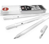 Tianyi-Sakura Gellyroll Lot De 3 Stylos À Encre Gel Blanc Brillant 0,5/0,8/1,0 Mm